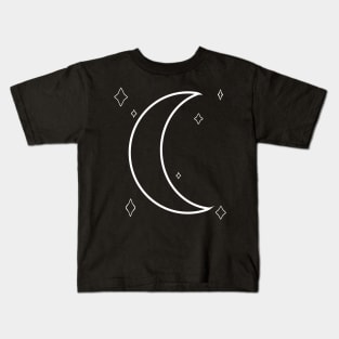 White Moon and Stars Celestial Graphic Art Kids T-Shirt